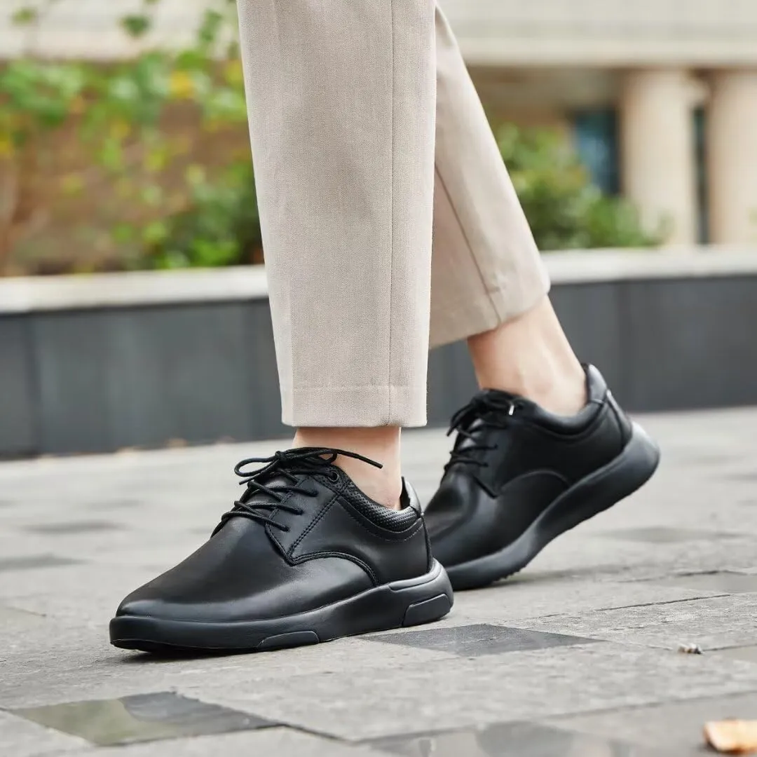 OrthoComfoot Men's Orthopedic Leather Dress Walking Shoes: Comfortable Orthotic Fashion Sneakers with Arch Support, Casual Plantar Fasciitis Business Work Oxfords for Foot and Heel Pain Relief
