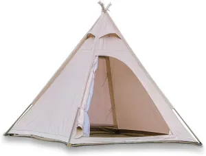 Outdoor Pyramid Tent, Cotton Tent with Canopy, Large Adult Teepee Pagoda Tent Quick Set up Tent for Beach, Traveling, Hiking, Mountaineering, Outdoor Activities