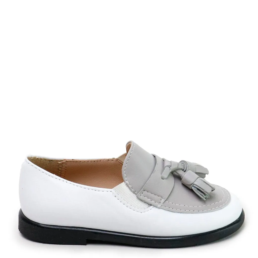 Papanatas White and Gray Tassel Loafer