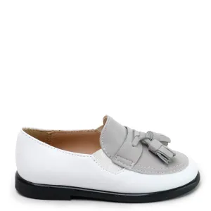 Papanatas White and Gray Tassel Loafer