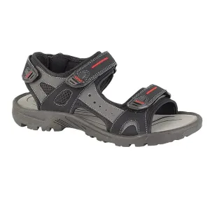 PDQ Roland Men's 3 Adjustable Strap Sport Sandal Black