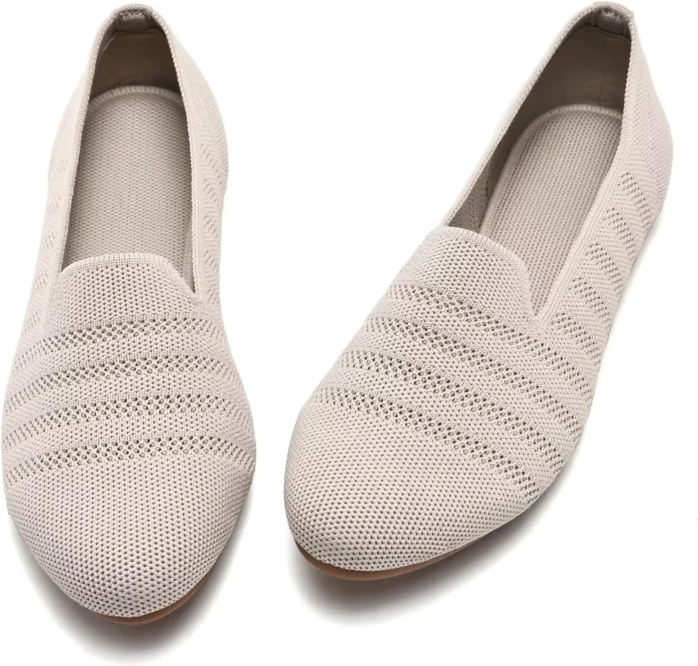 poemlady Women’s Ballet Flat Shoes Dress Shoes Knit Round Toe Slip On Ballerina Walking Flats Shoes for Woman Low Wedge Casual