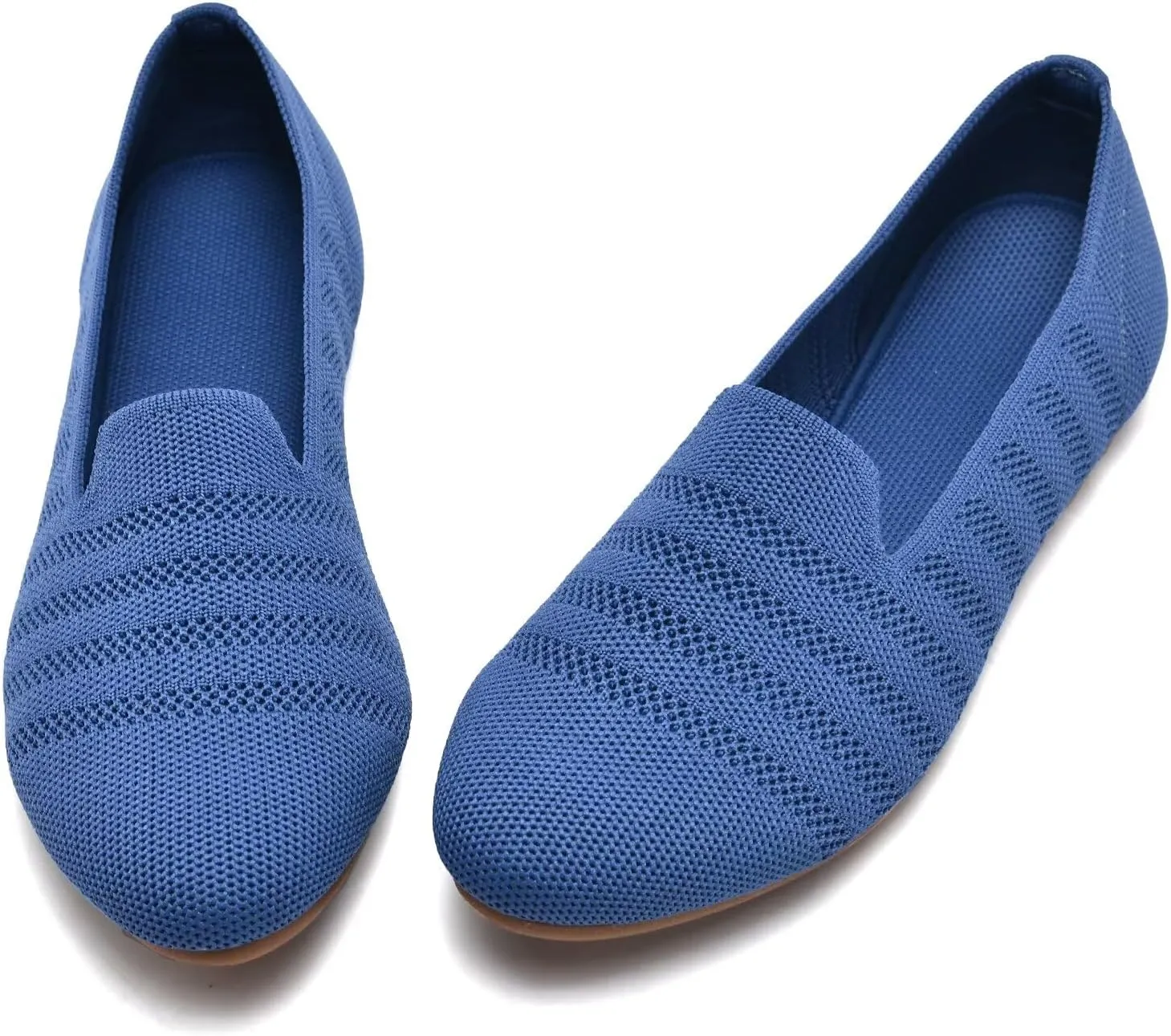 poemlady Women’s Ballet Flat Shoes Dress Shoes Knit Round Toe Slip On Ballerina Walking Flats Shoes for Woman Low Wedge Casual
