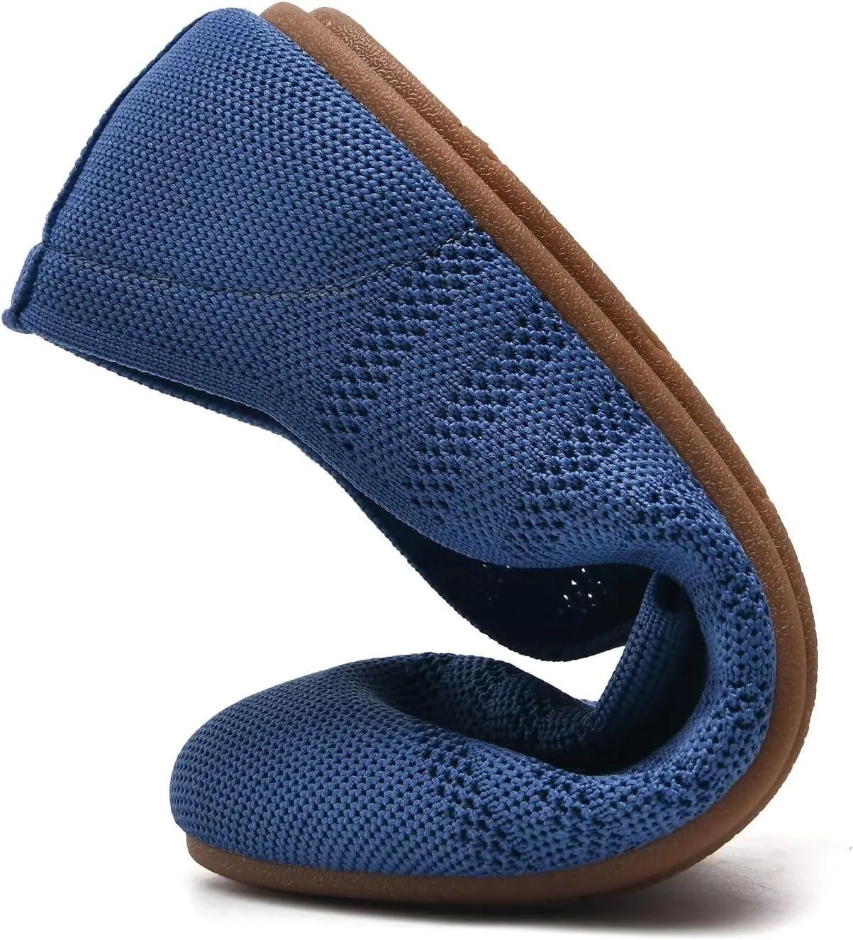 poemlady Women’s Ballet Flat Shoes Dress Shoes Knit Round Toe Slip On Ballerina Walking Flats Shoes for Woman Low Wedge Casual
