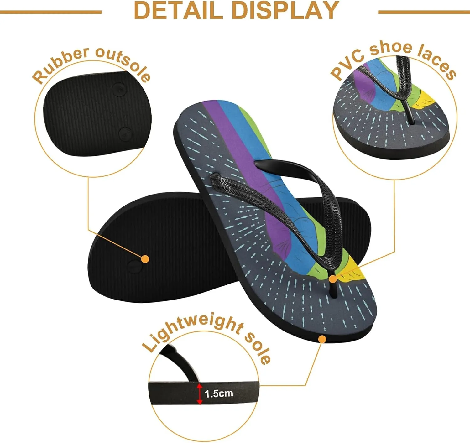 Poeticcity Flip Sandal Men Women Flip Flops for Hotel Spa Home Slippers Bedroom Travel S-XXL