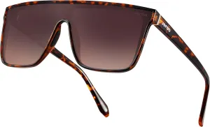 Polarized Square Sunglasses for Women Men Oversized Fashion Siamese Lens Style Flat Top Shield Shades UV Protection