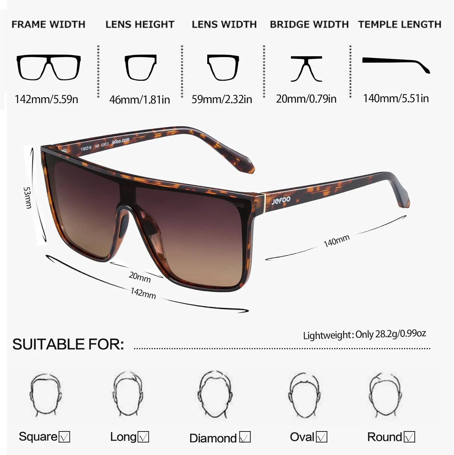 Polarized Square Sunglasses for Women Men Oversized Fashion Siamese Lens Style Flat Top Shield Shades UV Protection