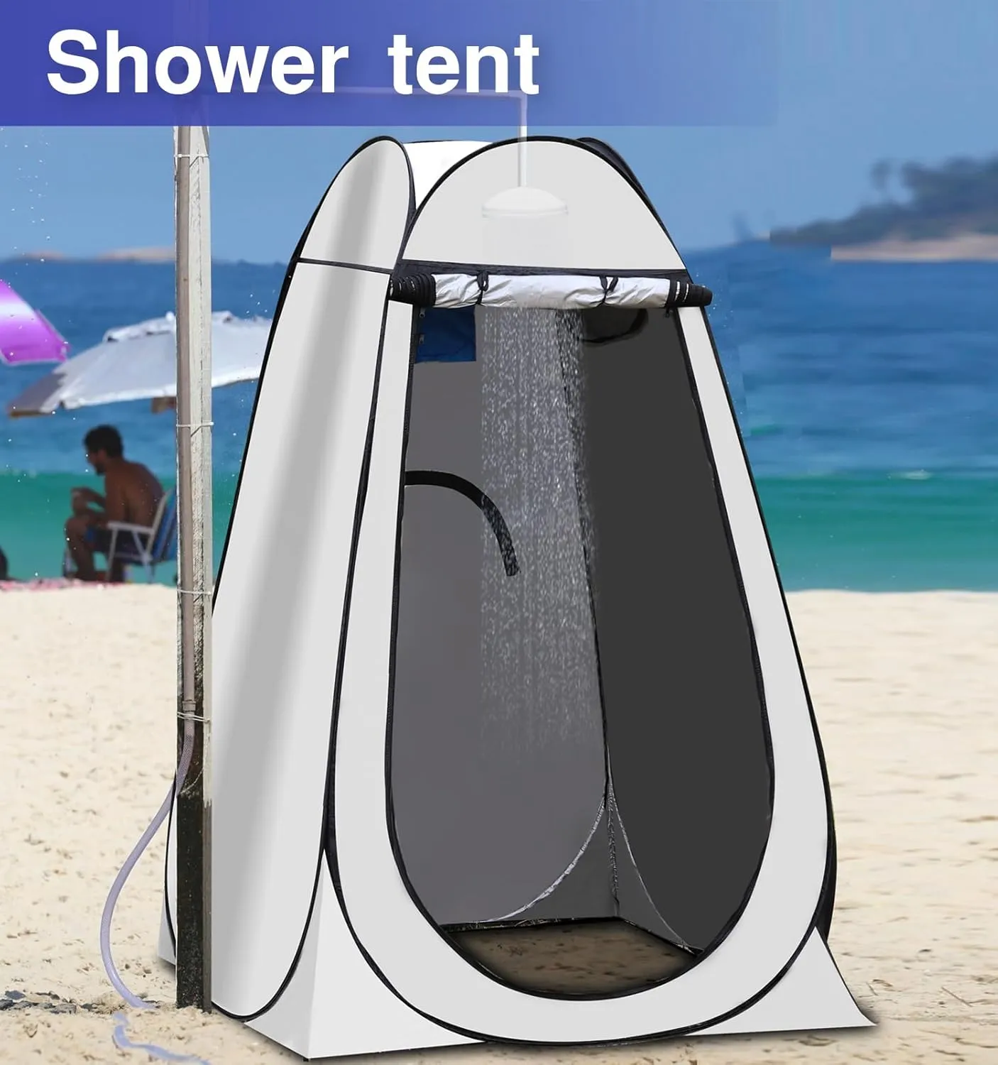 Portable Pop Up Privacy Tent, Outdoor Camping Bathroom Toilet Shower Tent Spacious Dressing Changing Room for Hiking Beach Picnic Fishing, Instant Rain Shelter with Carrying Bag-