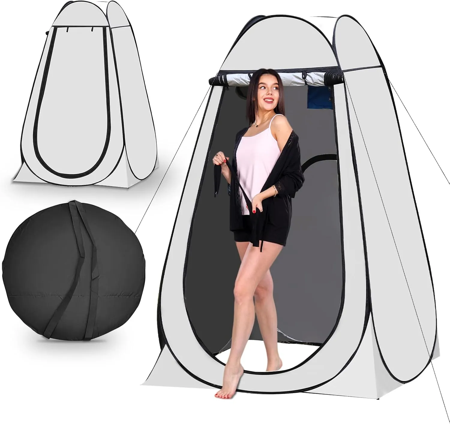 Portable Pop Up Privacy Tent, Outdoor Camping Bathroom Toilet Shower Tent Spacious Dressing Changing Room for Hiking Beach Picnic Fishing, Instant Rain Shelter with Carrying Bag-