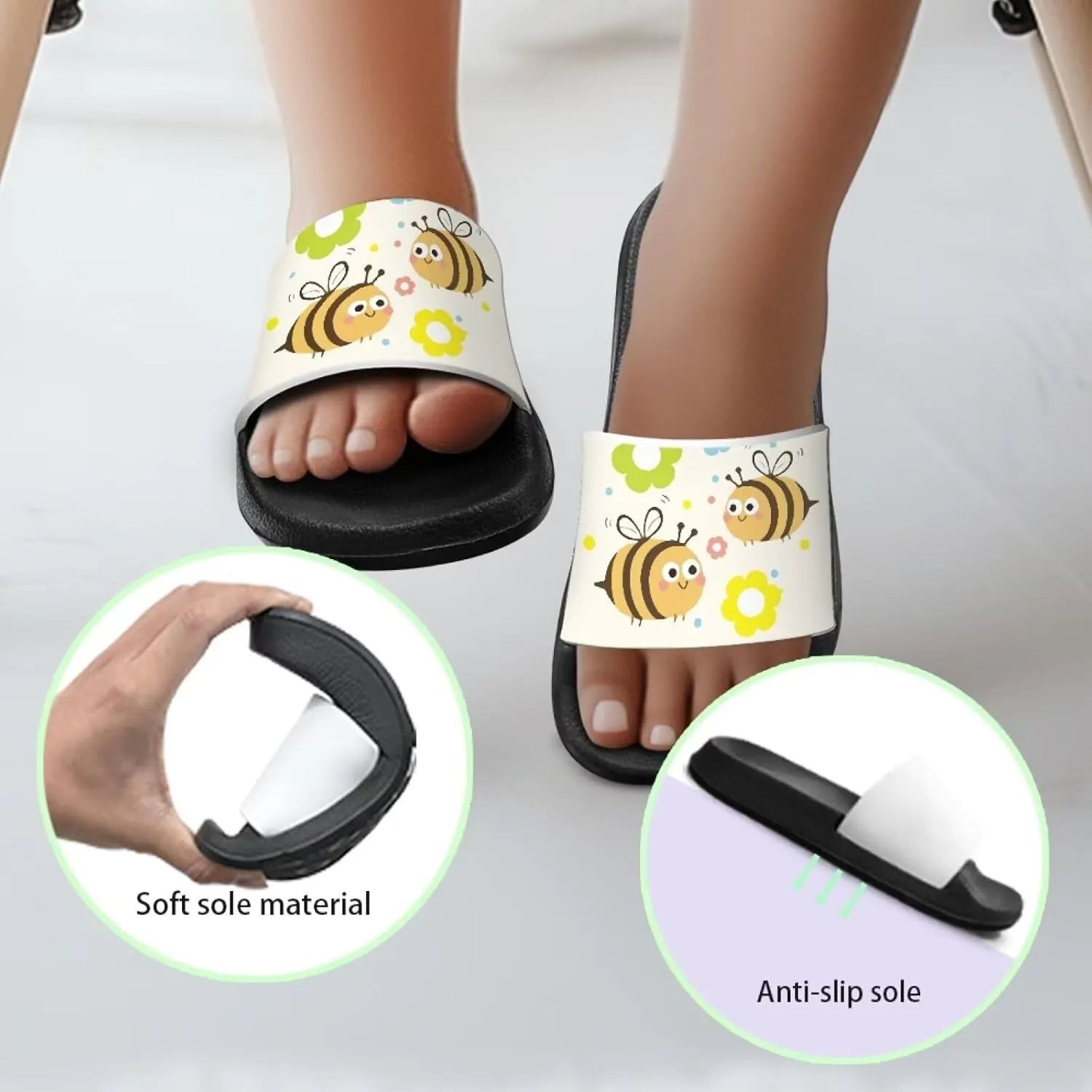 Quick-Dry EVA Kids Sandals Non-Slip Lightweight Slides for Bathroom Pool & Outdoor Play for Little/Big Kids Size 11-3