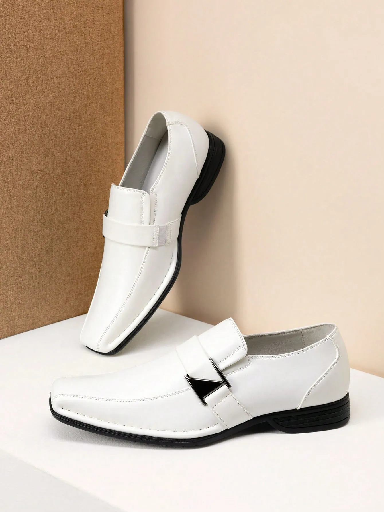 **"Men's Elegant Leather Slip-On Dress Loafers - Comfortable Formal Moccasins"**