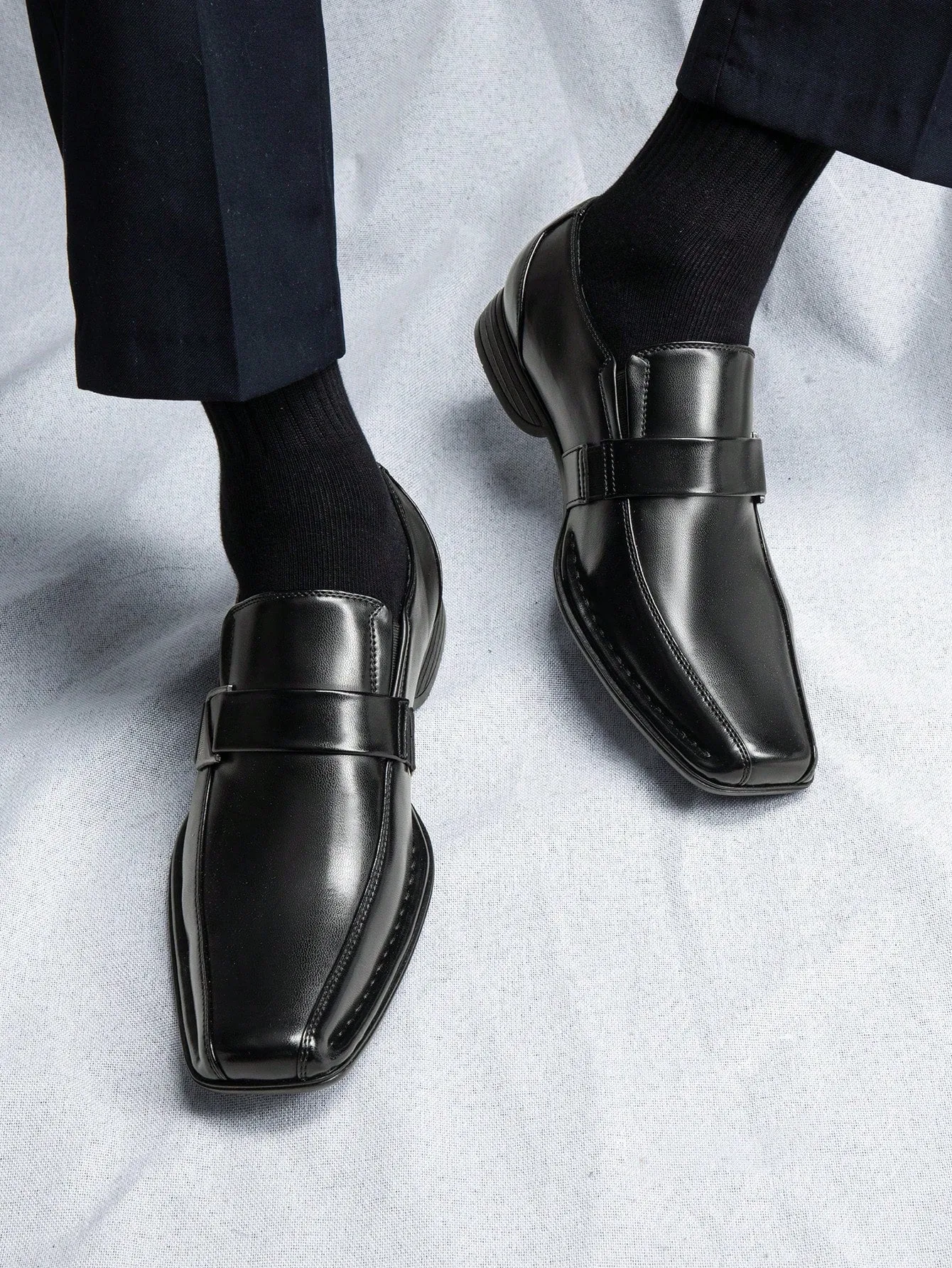 **"Men's Elegant Leather Slip-On Dress Loafers - Comfortable Formal Moccasins"**