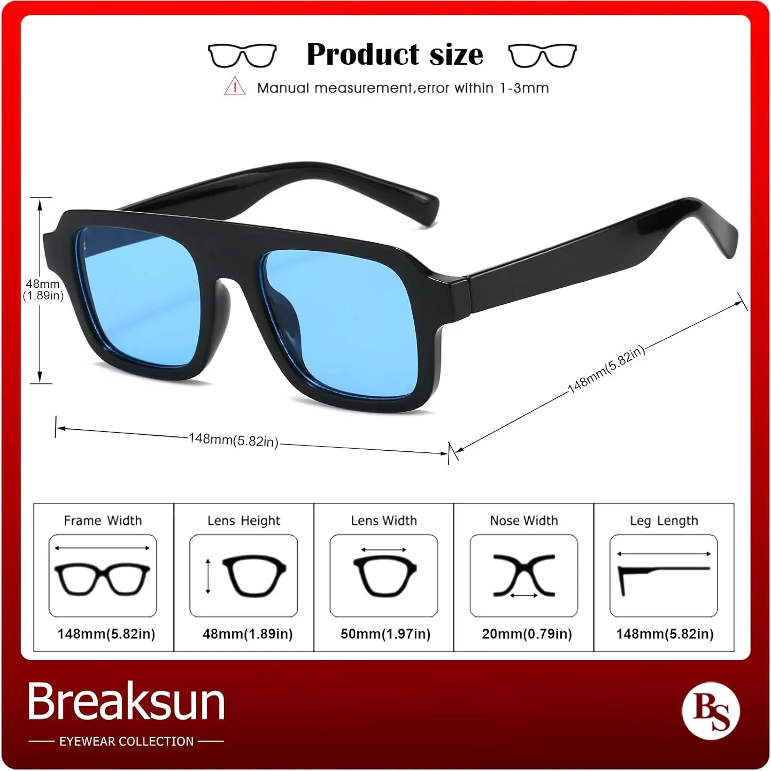 Retro Square Sunglasses for Women Men Trendy Thick Frame Square Aviator Sun Glasses 70s Vintage Shades