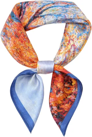 RIIQIICHY 100% Silk Scarf Head Scarf for Women Hair Scarf for Sleeping Hair Wrapping at Night Square Neck Scarves