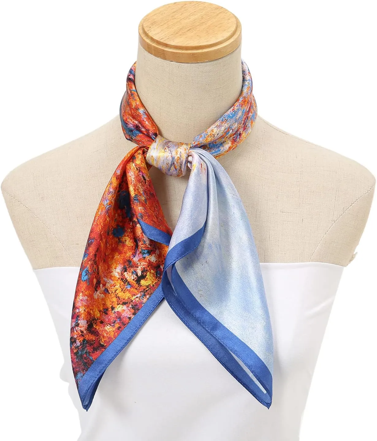 RIIQIICHY 100% Silk Scarf Head Scarf for Women Hair Scarf for Sleeping Hair Wrapping at Night Square Neck Scarves