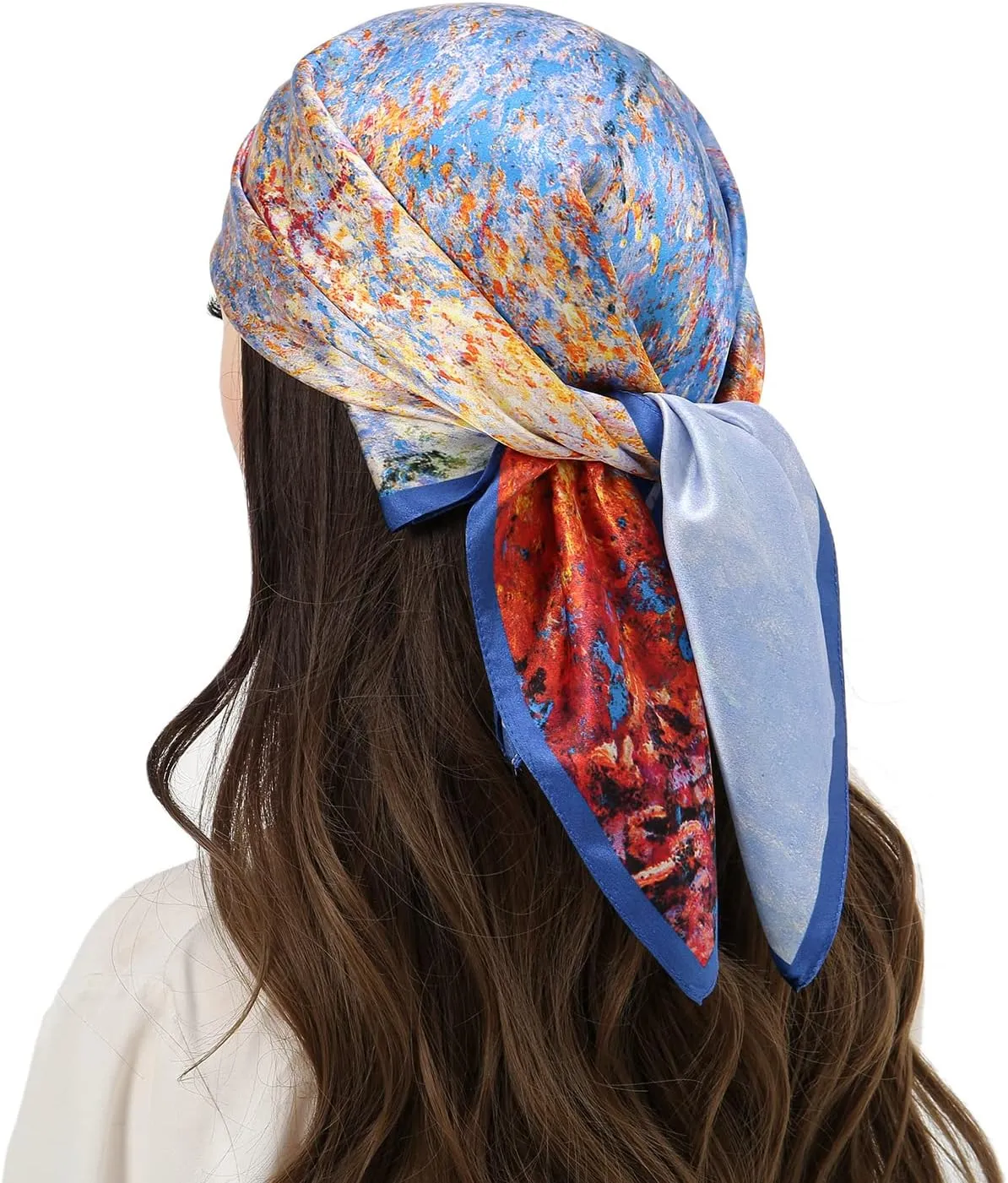 RIIQIICHY 100% Silk Scarf Head Scarf for Women Hair Scarf for Sleeping Hair Wrapping at Night Square Neck Scarves