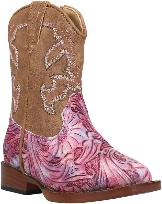 ROPER Toddler Girls Raya Tie Dye Square Toe Casual Boots Mid Calf - Brown, Pink