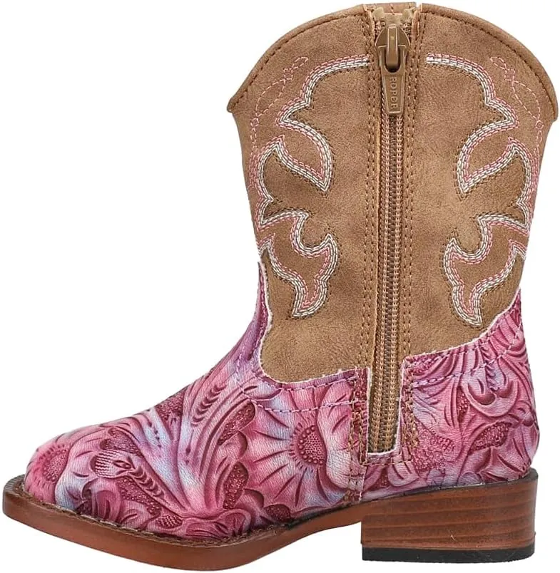 ROPER Toddler Girls Raya Tie Dye Square Toe Casual Boots Mid Calf - Brown, Pink