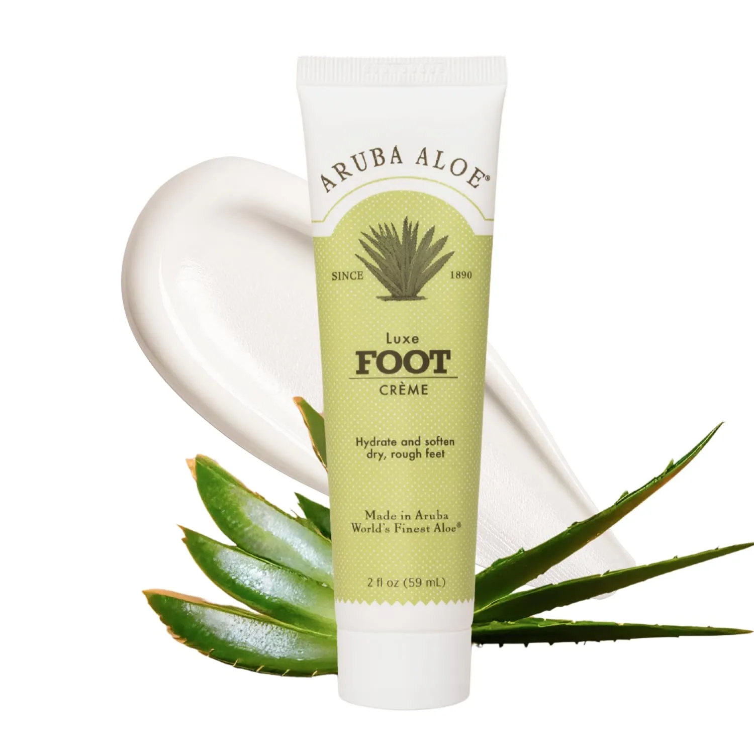Royal Aruba Aloe Luxe Foot Cream - Nourishing and Hydrating Formula with Minty Scent - 2 Oz Tube
