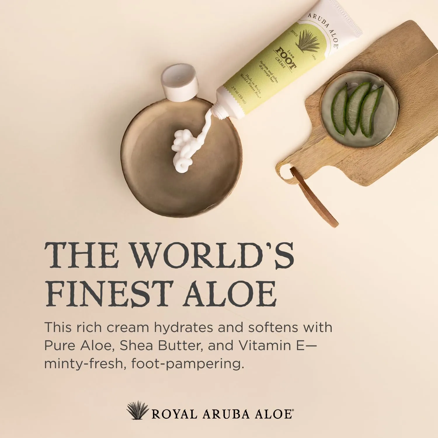 Royal Aruba Aloe Luxe Foot Cream - Nourishing and Hydrating Formula with Minty Scent - 2 Oz Tube