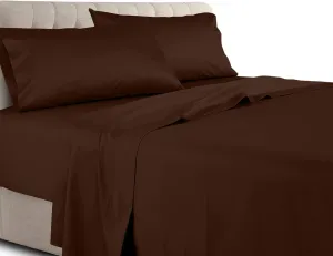 Royal Tradition Solid 300 Thread Count, 100 Percent Cotton 4PC King Bed Sheets Set with Deep Pockets, Chocolate
