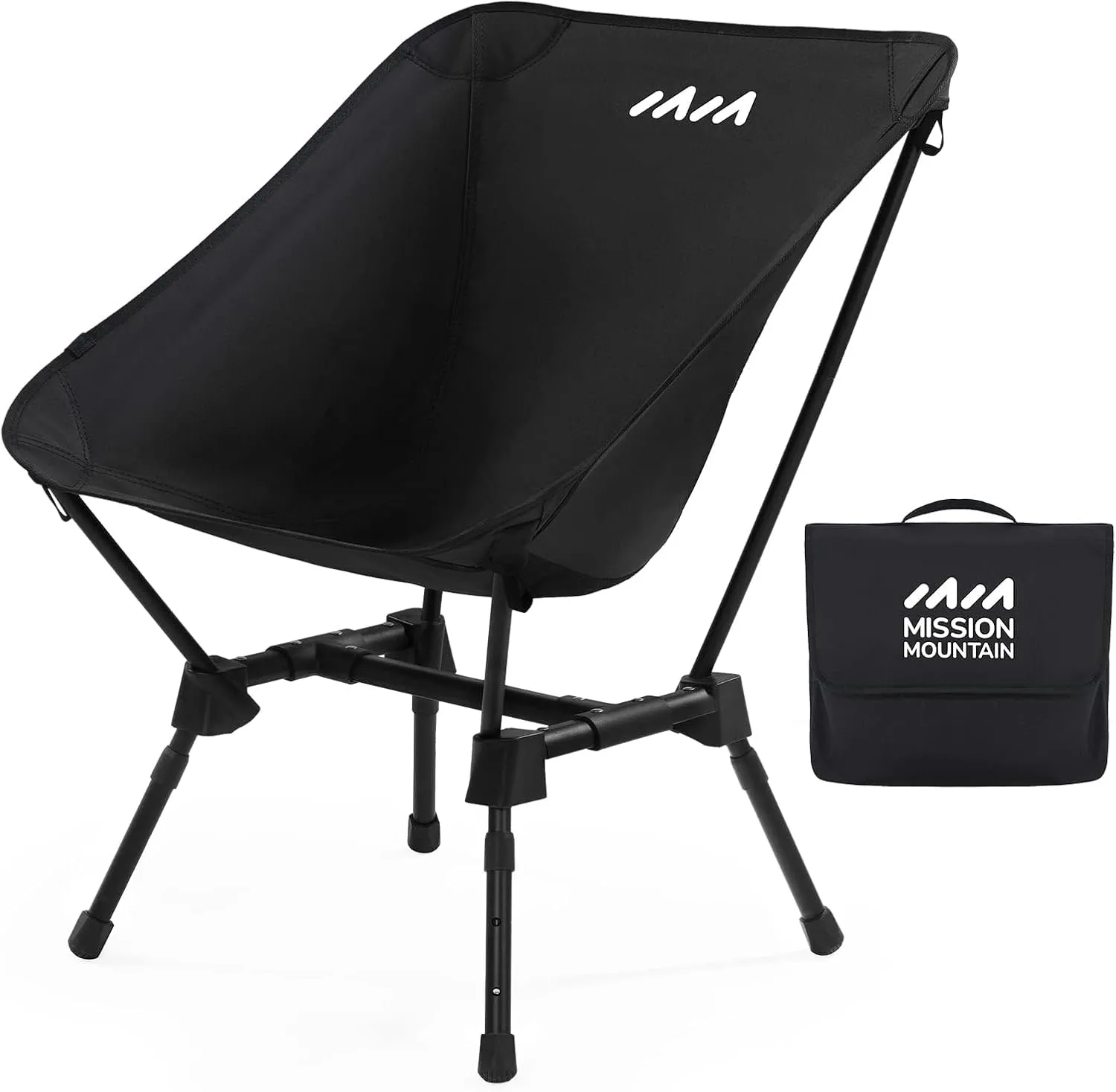 S4 Camping Chair, Adjustable Folding Chair with 3 Height Settings, Lightweight, Reliable Outdoor Camp Chair with Side Pockets