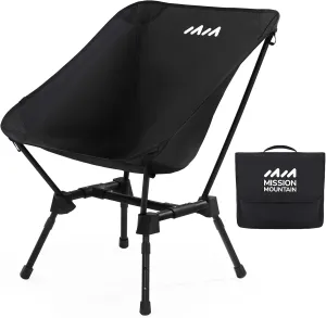 S4 Camping Chair, Adjustable Folding Chair with 3 Height Settings, Lightweight, Reliable Outdoor Camp Chair with Side Pockets