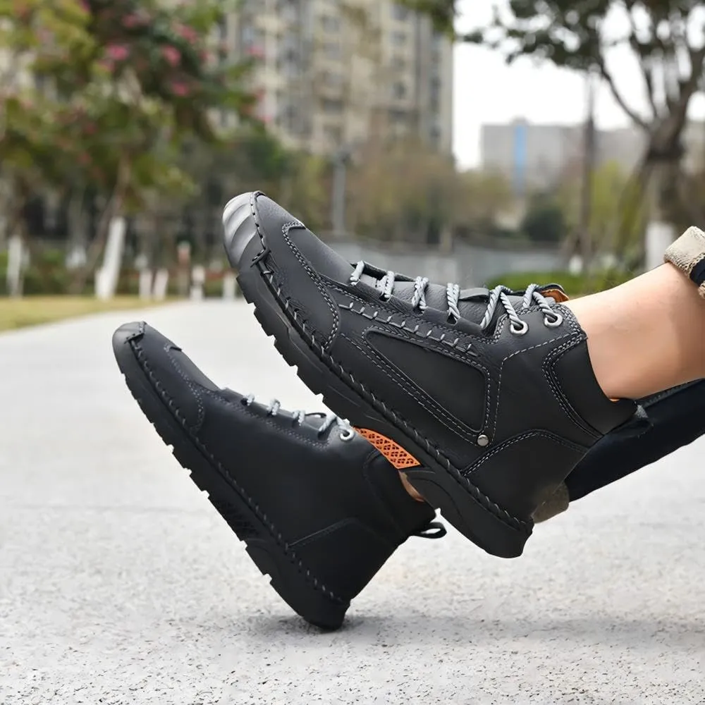 Sawbehind Men's Comfortable,Comfortable Handmade Leather Boots-Waterproof,Arch Support,handmade wide toe outdoor leather shoes