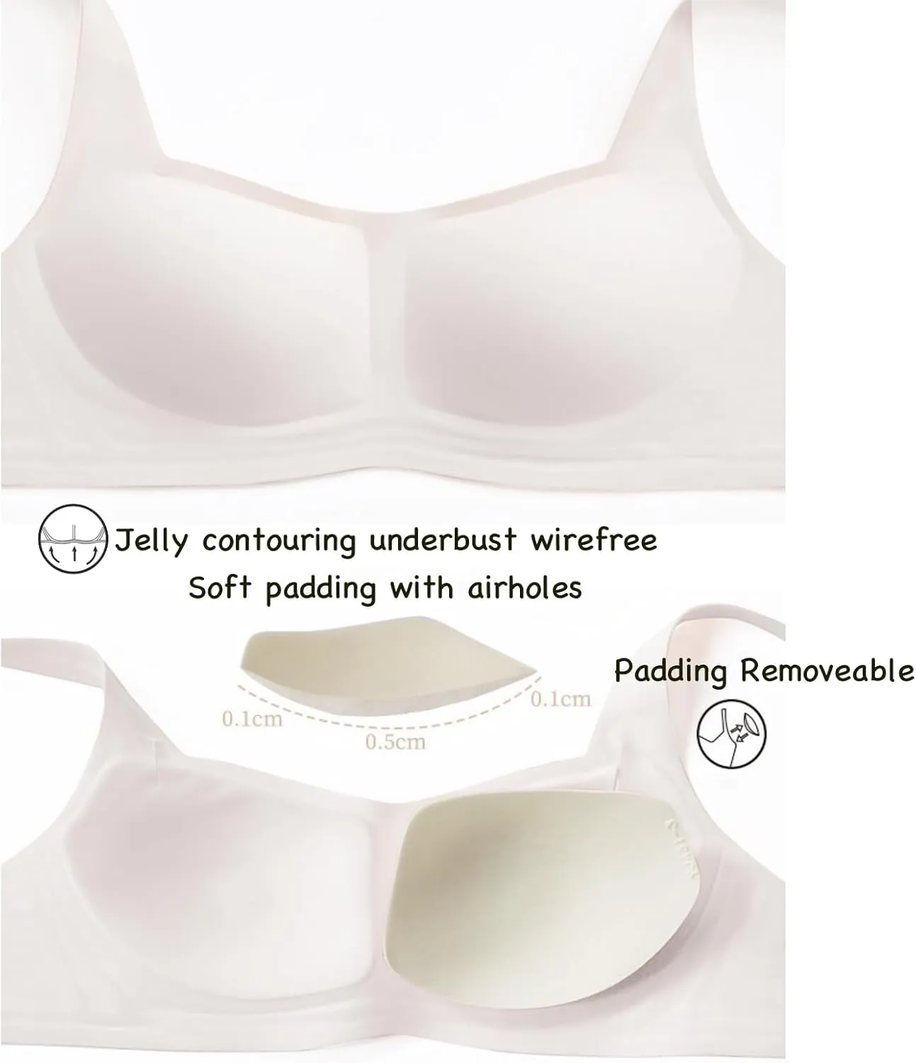 Seamless Bralette for Women Comfort No Show Square Neck Stretch Wireless Bra with Removeable Padding