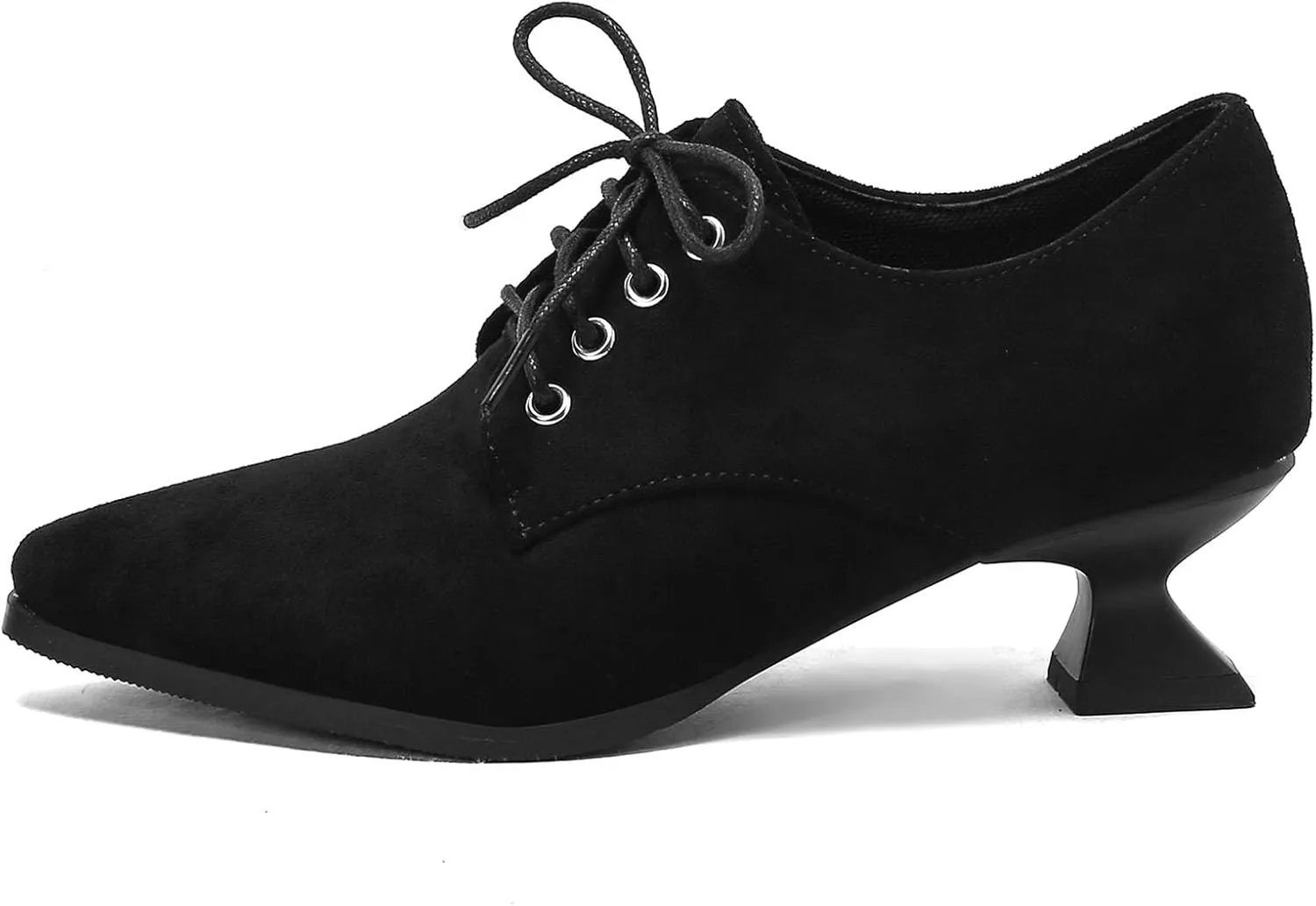 SHEMEE Women's Kitten Heels Oxford Pumps Victorian Style Vintage Mid-Heels Lace Up Brogues Witch Costume Cosplay Shoes