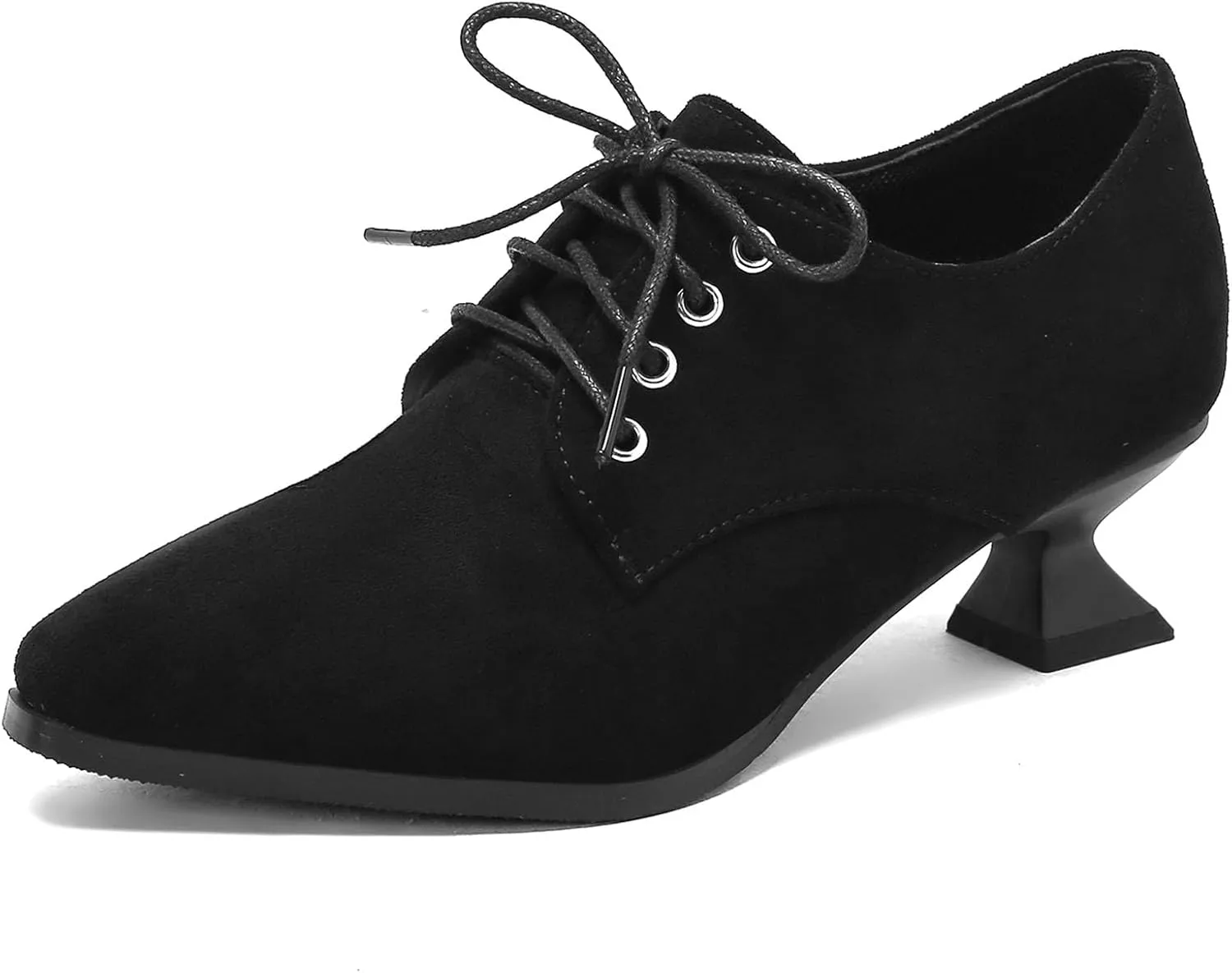 SHEMEE Women's Kitten Heels Oxford Pumps Victorian Style Vintage Mid-Heels Lace Up Brogues Witch Costume Cosplay Shoes