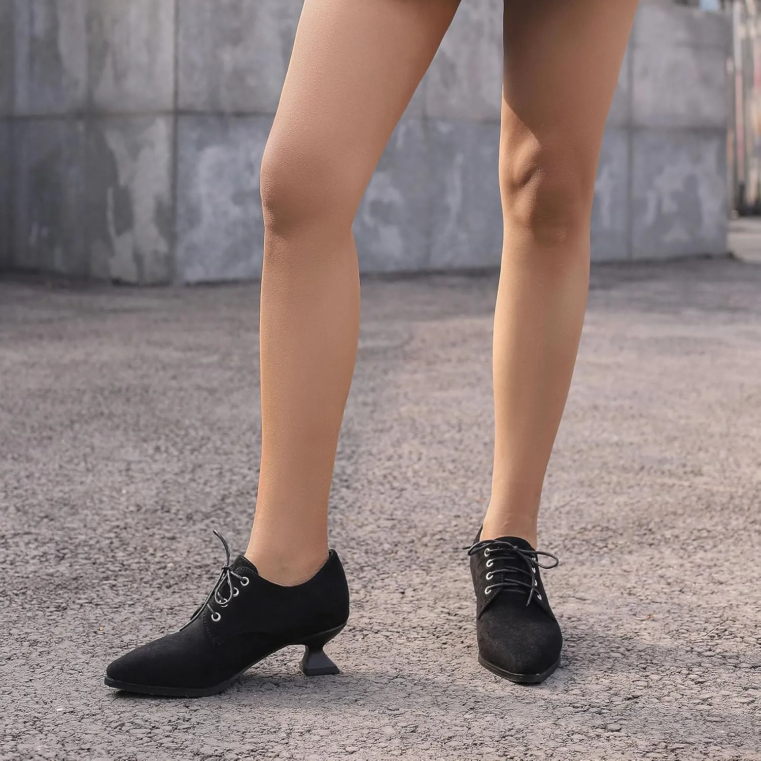 SHEMEE Women's Kitten Heels Oxford Pumps Victorian Style Vintage Mid-Heels Lace Up Brogues Witch Costume Cosplay Shoes