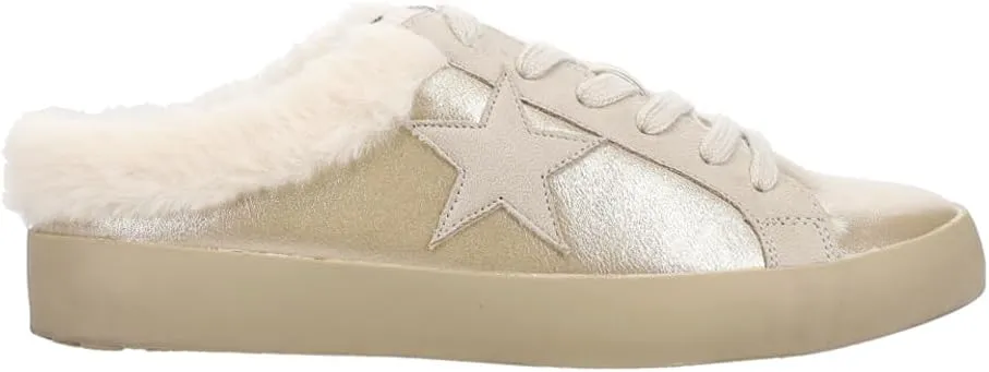 Shu Shop Womens Pinah Metallic Mule Lace Up Sneakers Shoes Casual - Gold