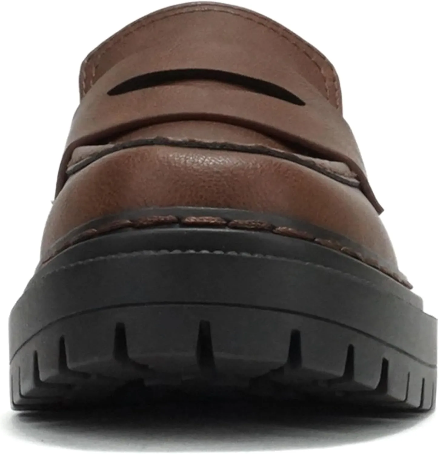 Soda “Eureka” ~ Women Slip On Platform Penny Loafer Lug Sole with Stitched Detail