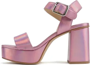 Soda “MACEY” ~ Women Open Square Toe Single Band High Heel Platform Dress Sandal with Adjustable Ankle Strap