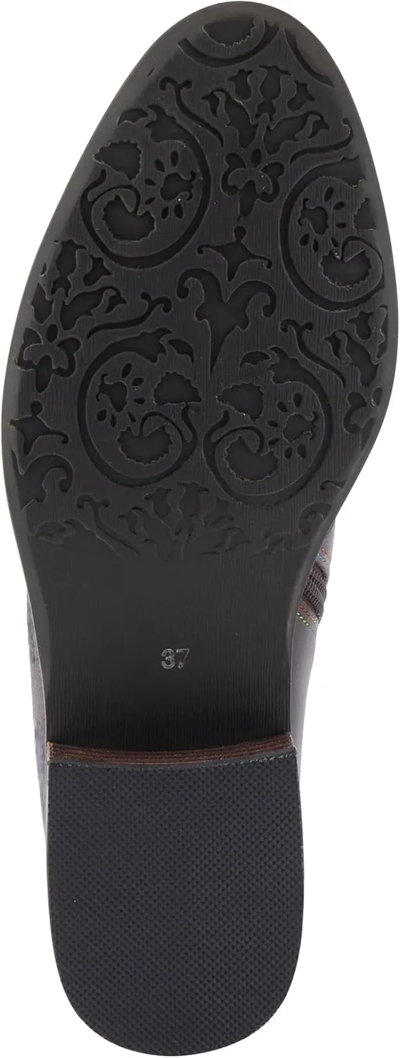 Spring Step L'Artiste Xenia Women's Lace-Up Oxford Bootie - Classic Menswear with Floral Print Shaft