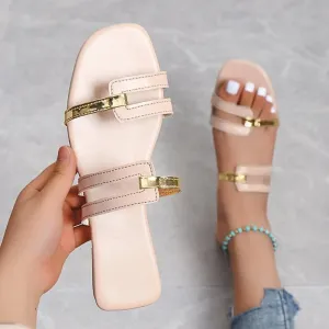 Square Open Toe Flats Sandals