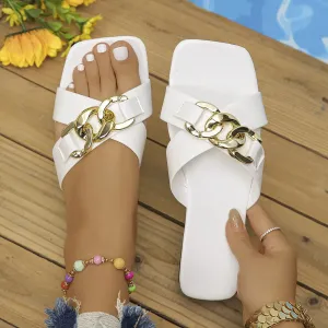 Square Open Toe Flats Sandals