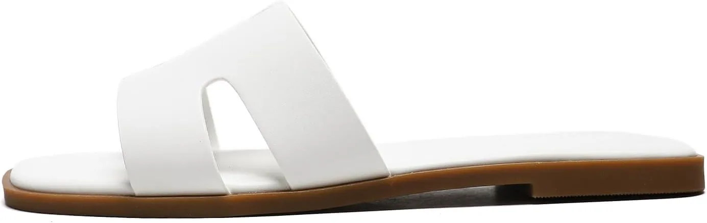 Stratuxx Kaze Open Toe Flat Dress Sandals Womens Slide Comfortable Summer Black, White, Tan Sandals for Women