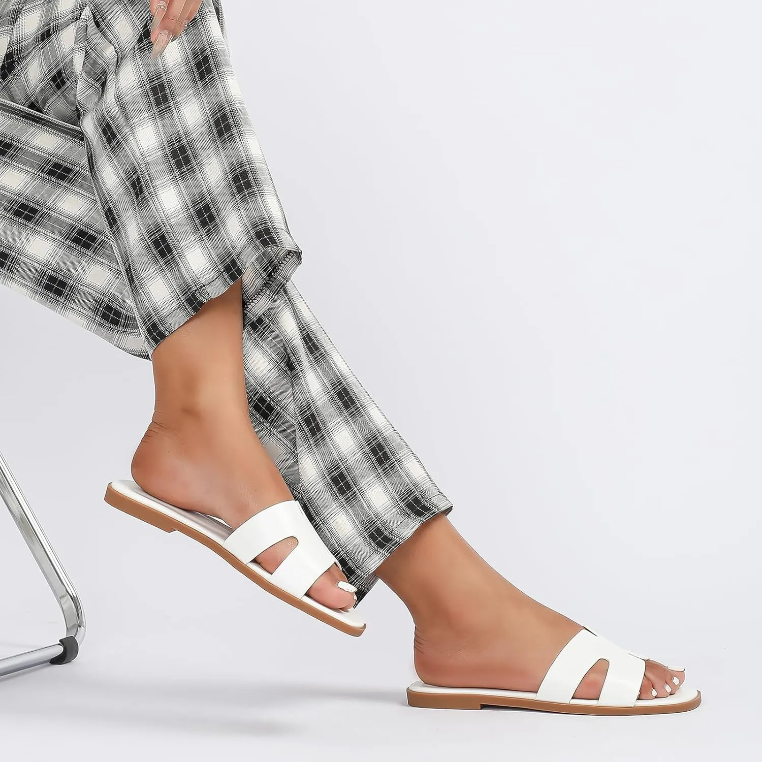 Stratuxx Kaze Open Toe Flat Dress Sandals Womens Slide Comfortable Summer Black, White, Tan Sandals for Women