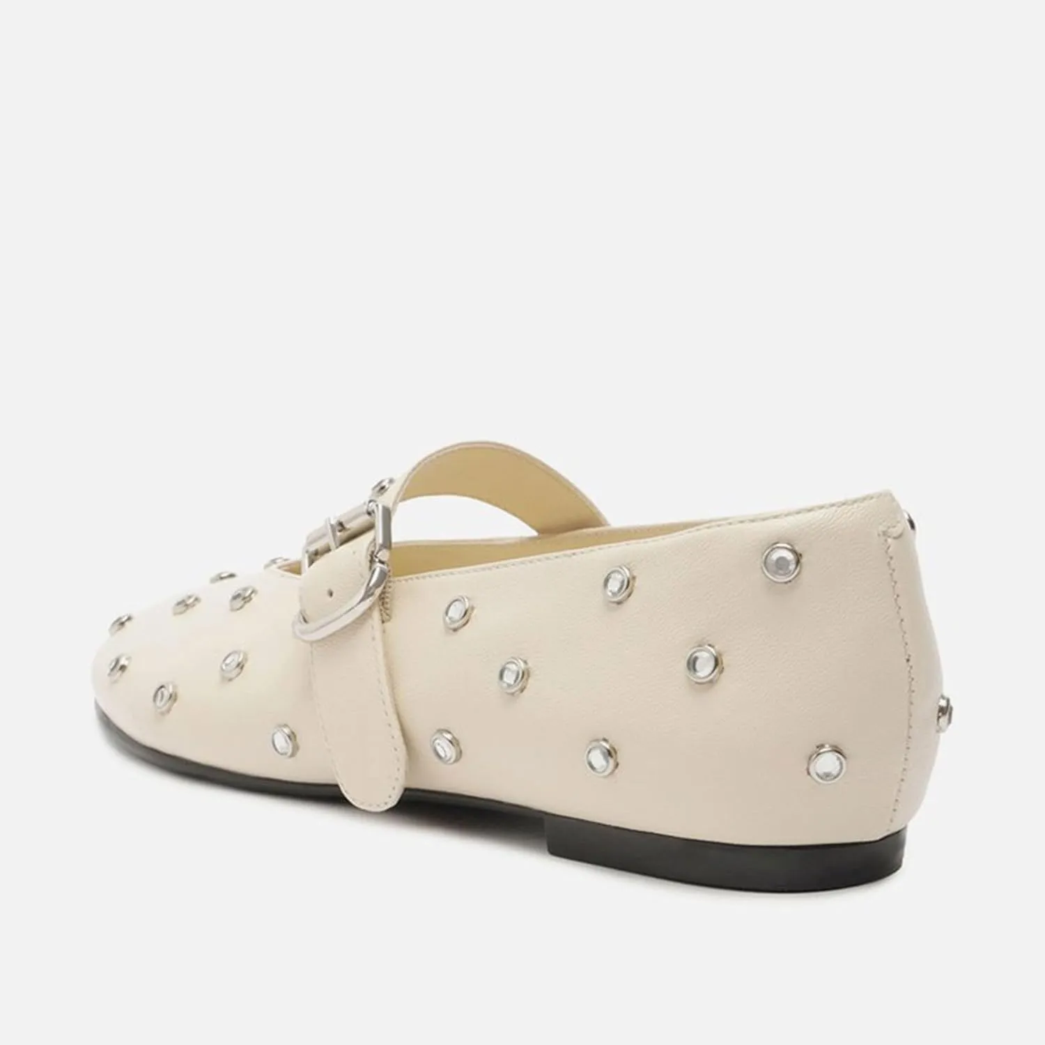 Studded Flats for Women Round Toe Rhinestone Ballet Shoes Mary Jane Style with Buckle Comfortable and Fashionable