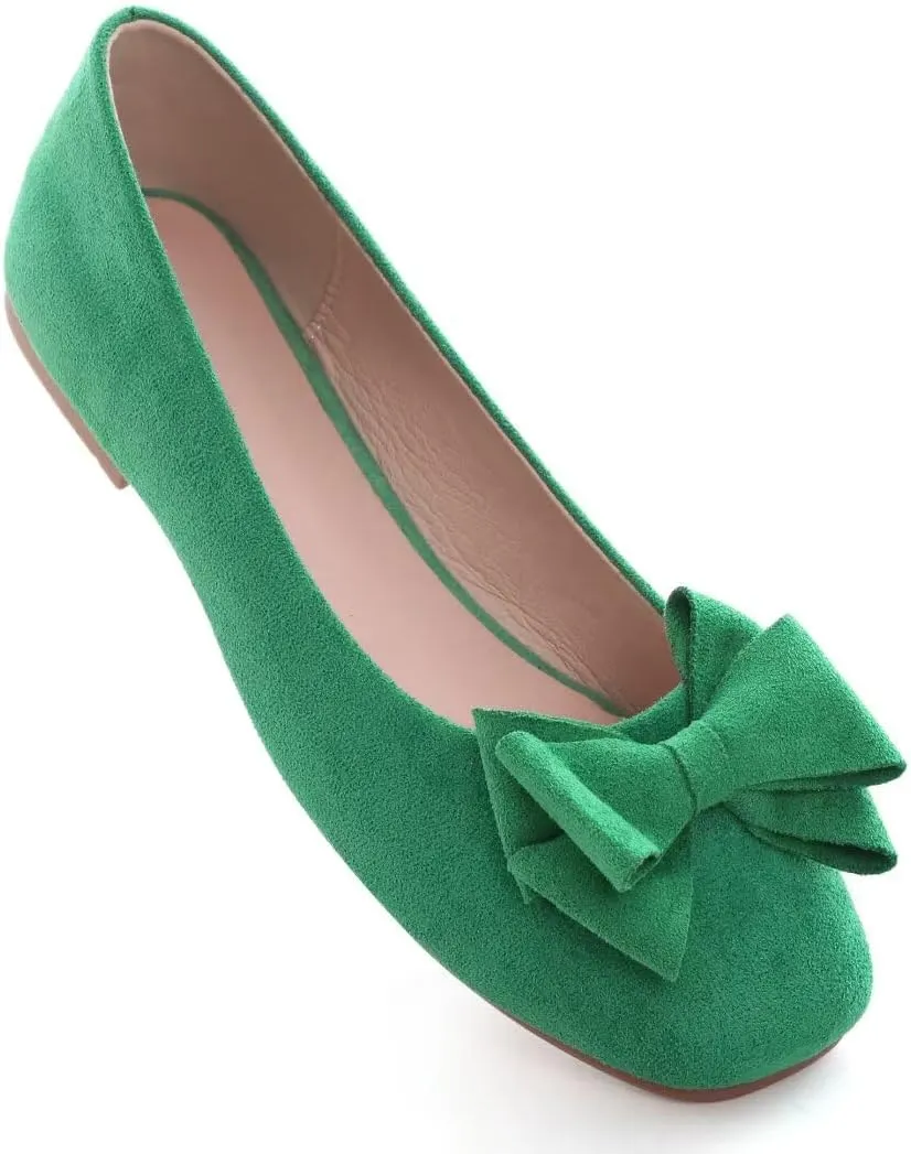 Stunner Women's Casual Flats Square Toe Bowknot Ballet Flats Comfortable Slip On Wedding Dress Shoes