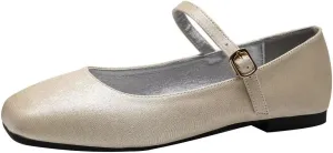 Stunner Women's Retro Square Toe Mary Jane Flats Comfortable One Line Strap Flats
