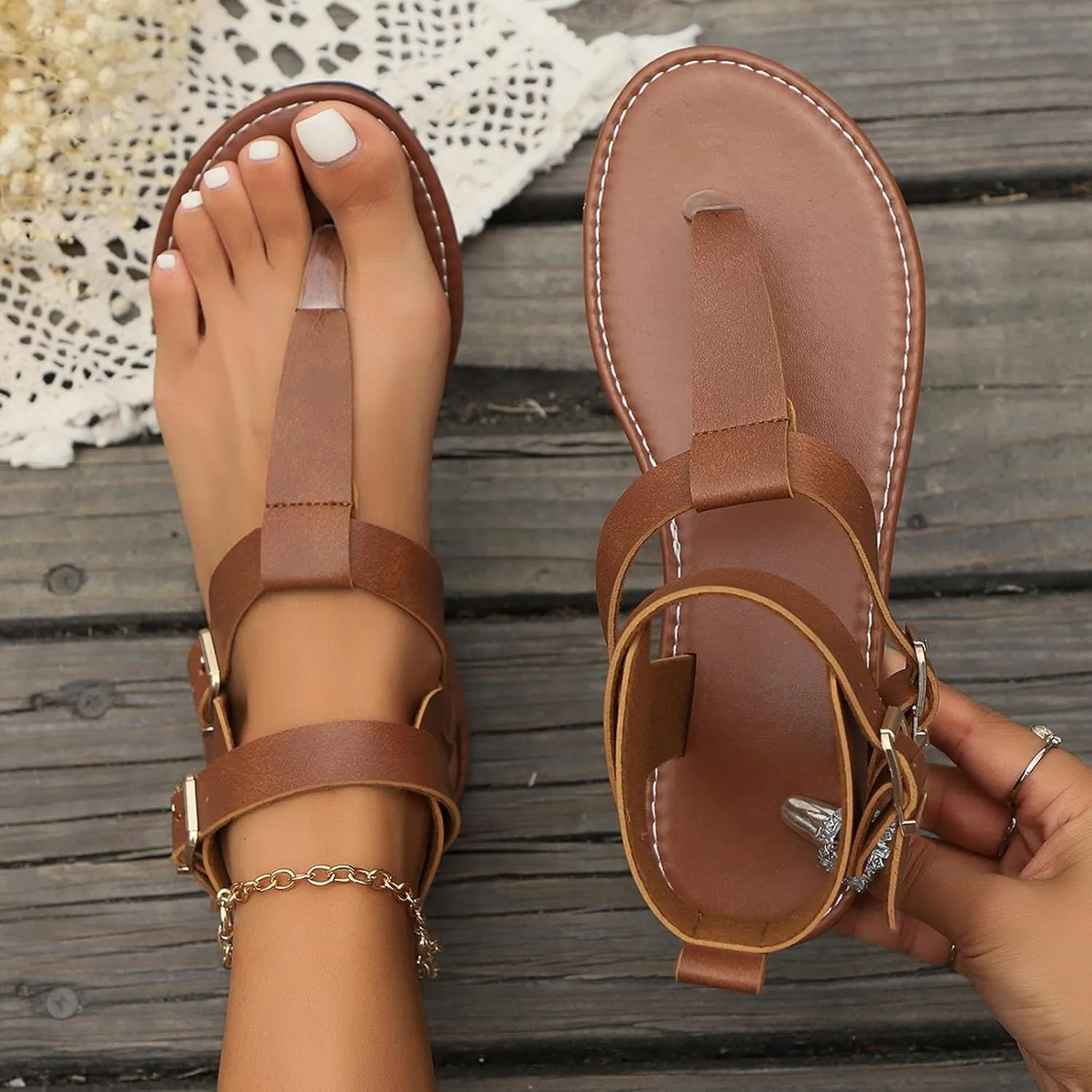 Summer New Low Heel Toes Women's Shoes Fashion Comfortable Belt Flat High Top Sandals Neon Sandals Hiking Shoes