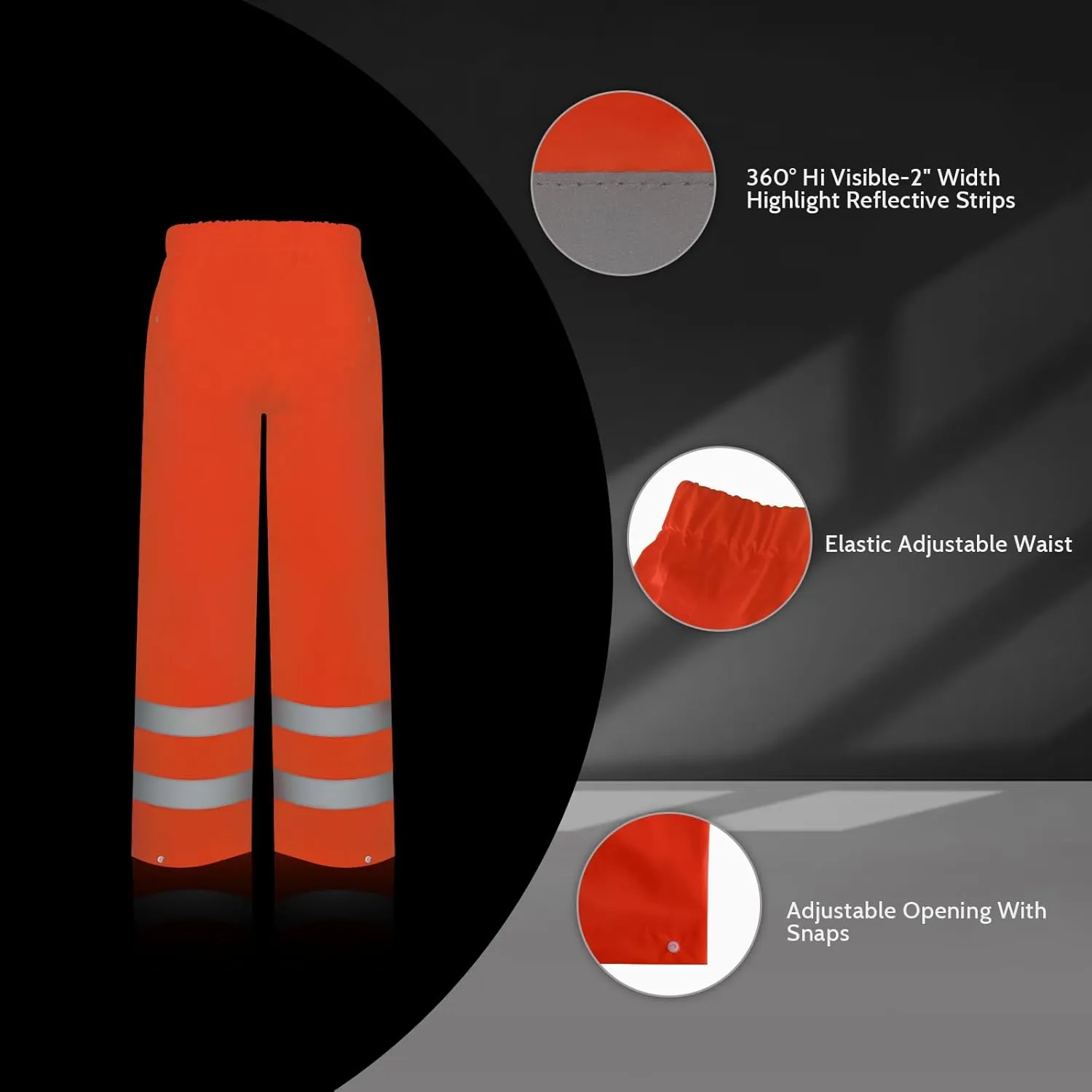 TCCFCCT Men's Orange 4XL-5XL High Visibility Rain Coat, Class 3 Hi Vis Rain Pants with Hood, Lightweight Rain Suits for Men's Safety Work & Outdoors