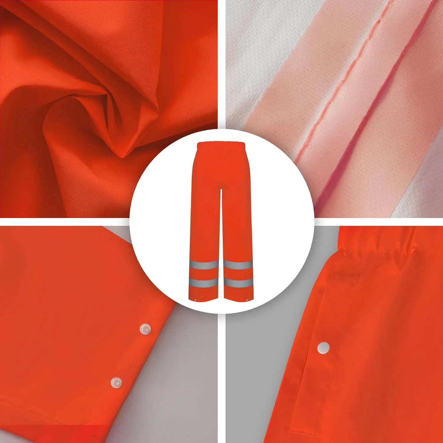 TCCFCCT Men's Orange 4XL-5XL High Visibility Rain Coat, Class 3 Hi Vis Rain Pants with Hood, Lightweight Rain Suits for Men's Safety Work & Outdoors