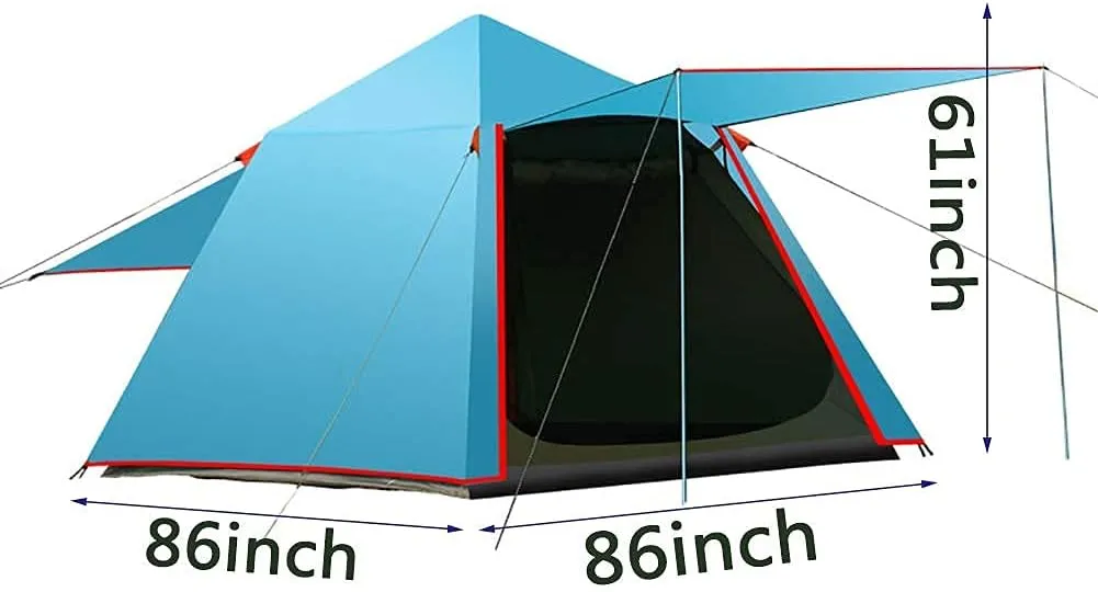 Tent,Camping Hiking Sun Shelter,Outdoor Double Layer Easy Set Up 3-4 People Blue 86x61inch