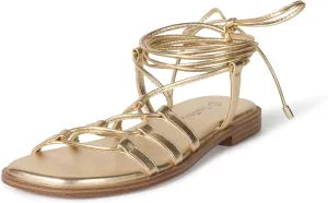The Drop Women's Haven Lace Up Gladiator Sandal, Gold, 8