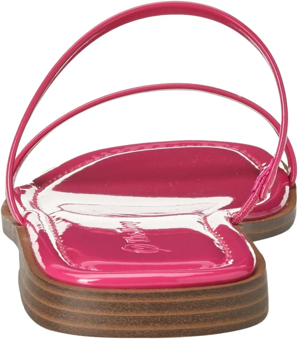 The Drop Women's Paris Square Toe Two Strap Flat Sandal