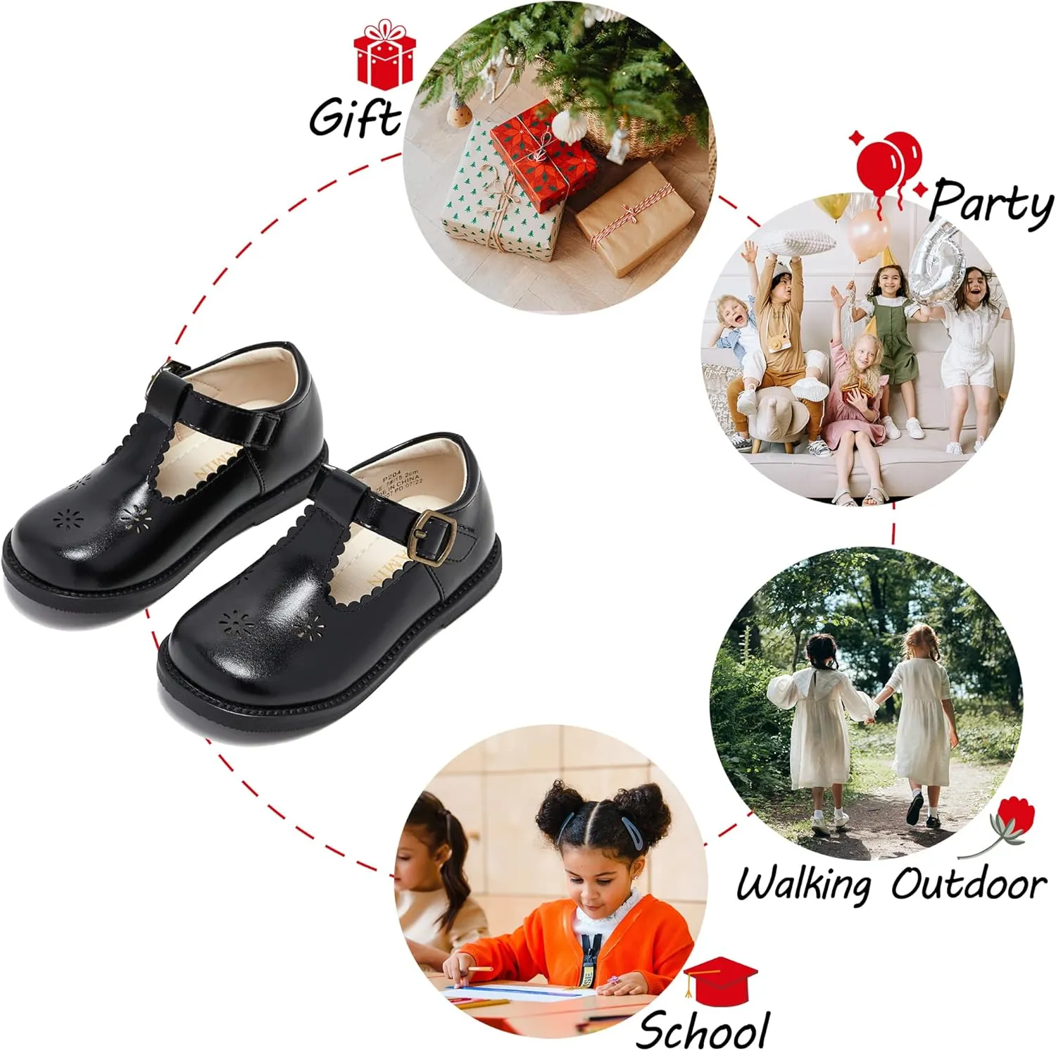 Toddler Girl Mary Jane Dress Shoes-Little Girl School Uniform Shoes for Wedding Party